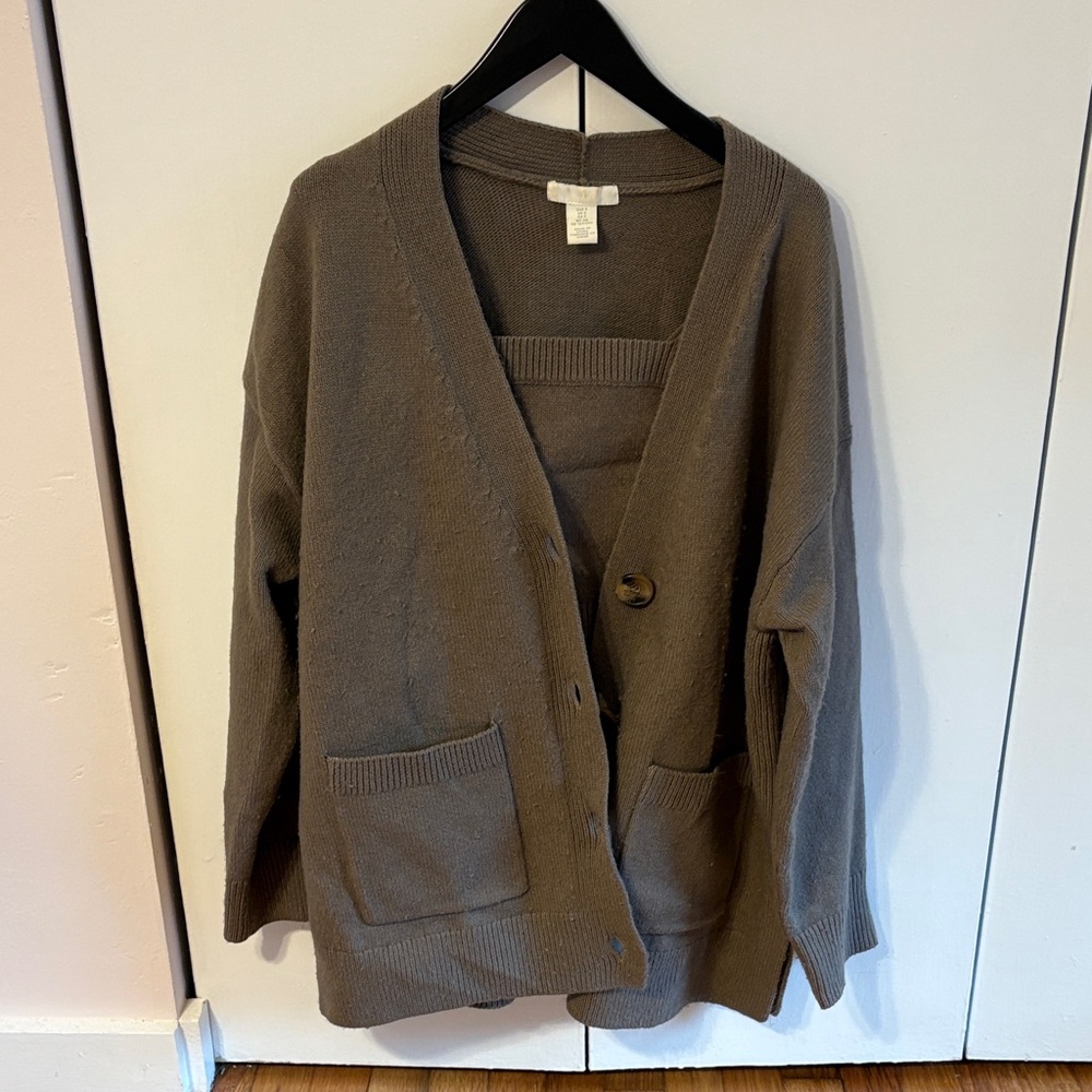 H&M Women's Taupe Cardigan Sweater